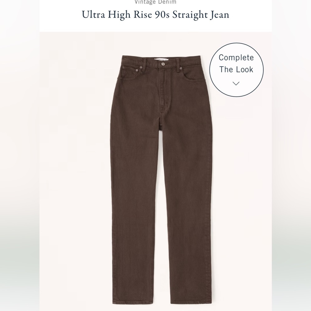 Abercrombie Ultra High Rise 90’s Straight Brown Jeans size 8 Long / 29